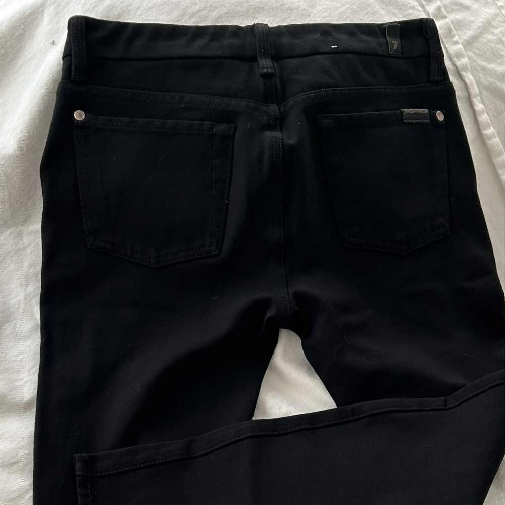 7 For All Mankind Slim Illusion Black Knit Crop Skinny Pants – US 29
